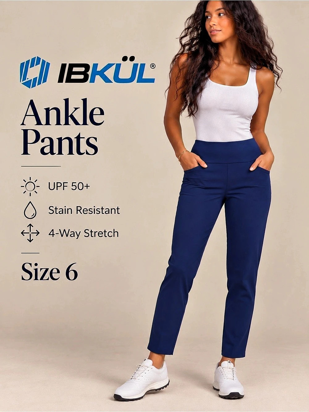 IBKÜL Ankle Pants Midnight Navy Size 6 NWT